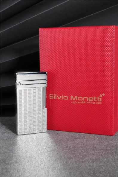 Silvio Monetti  Gümüş Renk Kapaklı Özel Tasarım Gazlı Çakmak  24CSM900TR04 - Resim 2