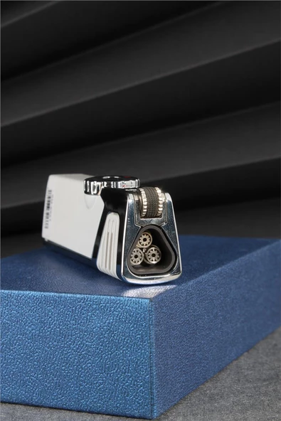 Silvio Monetti  Beyaz Renk Üç Pürmüzlü Vanalı Gazlı Çakmak  24CSM692TR03 - Resim 4