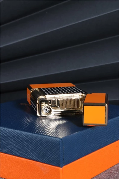 Silvio Monetti  Turuncu Renk Kapaklı Pürmüz Gazlı Çakmak  24CSM899TR01 - Resim 5