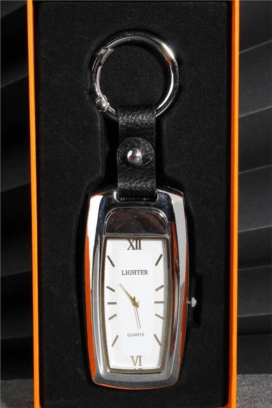 Silvio Monetti  Gümüş Renk Saatli Anahtarlık Usb Şarjlı Çakmak  24CSM894USBR01 - Resim 2