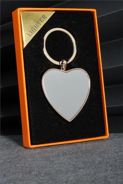 Silvio Monetti  Gümüş Renk Kalp Şeklinde Özel Tasarım Kaydırmalı Anahtarlıklı Şarjlı Çakmak  24CSM878USBR03 ürün görseli 1