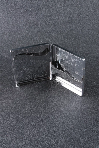 Silvio Monetti Kare Gümüş İşlemeli Metal Sigara Tabakası SMTBKCB001R2 - Resim 3