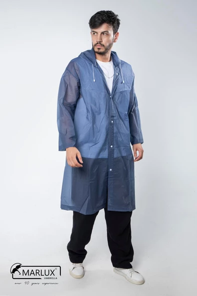 Kadın Erkek Yağmurluk Kapüşonlu Çıtçıtlı Eva Lacivert Yağmurluk M21MRC881R04 - 6