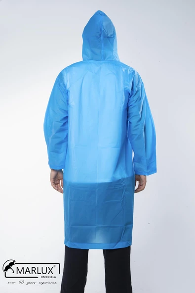 Kadın Erkek Yağmurluk Kapüşonlu Çıtçıtlı Eva Mavi Yağmurluk M21MRC881R08 - 7