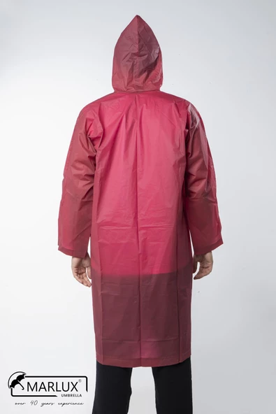 Kadın Erkek Yağmurluk Kapüşonlu Çıtçıtlı Eva Bordo Yağmurluk M21MRC881R07 - Resim 6