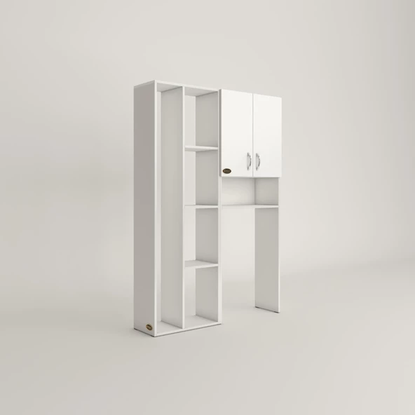 Kenzlife çamaşır makinesi dolabı sinemsüpürgemdf byz 180*126*30 % 100 mdf full mdf banyo kapaklı arkalıklı raflı - Resim 3