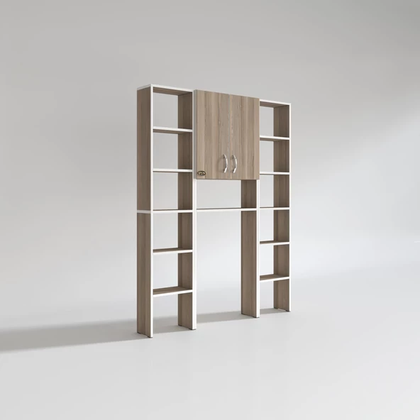 Kenzlife çamaşır makinesi dolabı veronikamaksduble crd 180*126*20 banyo arkalıksız raflı - 3