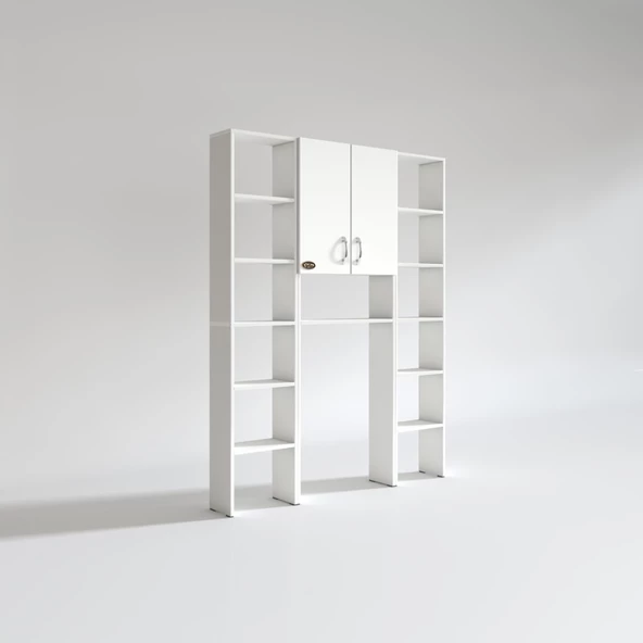 Kenzlife çamaşır makinesi dolabı veronikamaksduble byz 180*126*20 banyo arkalıksız raflı - Resim 3