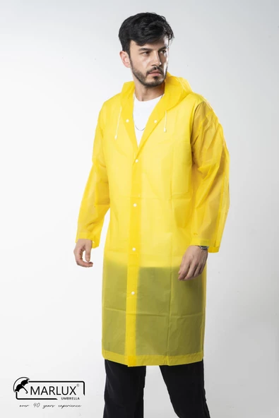 Kadın Erkek Yağmurluk Kapüşonlu Çıtçıtlı Eva Sarı Yağmurluk M21MRC881R01 - 6