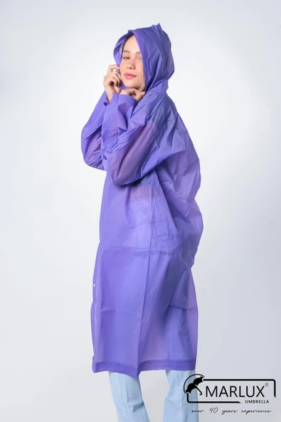 Kadın Erkek Yağmurluk Kapüşonlu Çıtçıtlı Eva Mor Yağmurluk M21MRC881R09 - 9