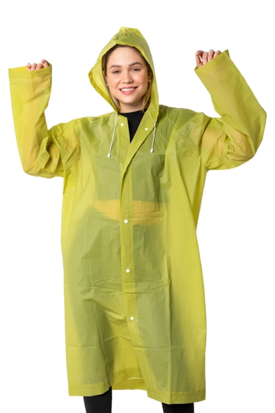 By Marine Kadın Erkek Yağmurluk Kapüşonlu Çıtçıtlı Eva Haki Yağmurluk BYMMRC881R06 - Resim 2