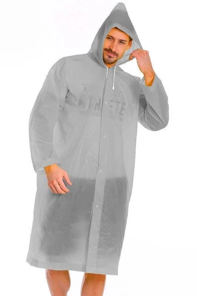 By Marine Kadın Erkek Yağmurluk Kapüşonlu Çıtçıtlı Eva Gri Yağmurluk BYMMRC881R05 - 4