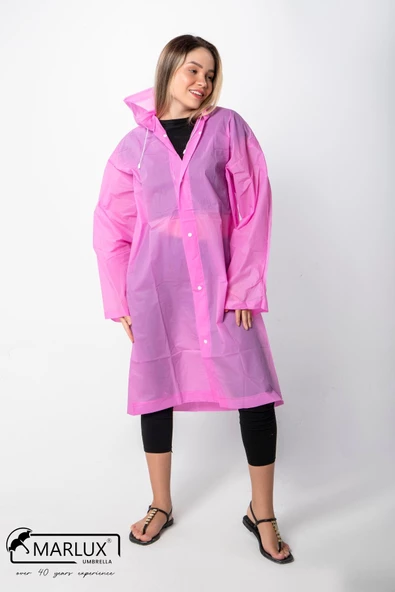 Kadın Erkek Yağmurluk Kapüşonlu Çıtçıtlı Eva Pembe Yağmurluk M21MRC881R11 - 3