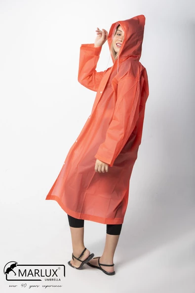 Kadın Erkek Yağmurluk Kapüşonlu Çıtçıtlı Eva Turuncu Yağmurluk M21MRC881R14 - 3