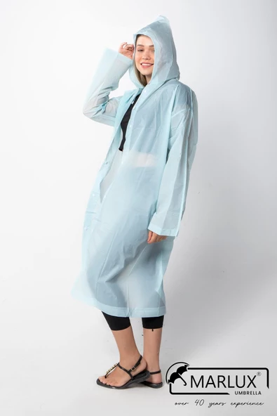 Kadın Erkek Yağmurluk Kapüşonlu Çıtçıtlı Eva Bebe Mavi Yağmurluk M21MRC881R10 - 4