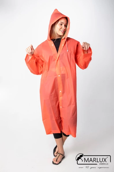 Kadın Erkek Yağmurluk Kapüşonlu Çıtçıtlı Eva Turuncu Yağmurluk M21MRC881R14 - 2