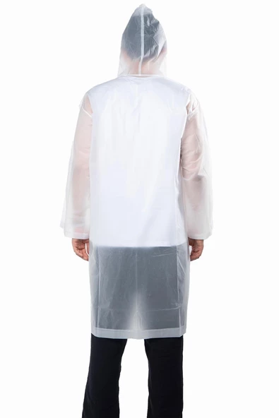 Marlux Unisex Su Rüzgar Geçirmez Kapüşonlu Siyah Çıtçıt Düğmeli Eva Beyaz Siyah Yağmurluk 24MRLXYGM - Resim 7