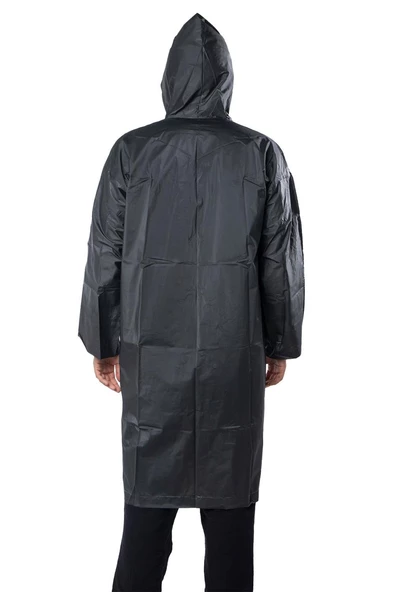 Marlux Unisex Su Rüzgar Geçirmez Kapüşonlu Beyaz Çıtçıt Düğme Eva Siyah Beyaz Yağmurluk 24MRLXYGM - 8