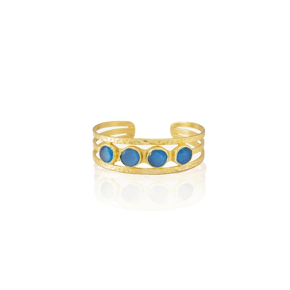 Kadir Jewellery 22 Ayar Altın Kaplama El İşçiliği Zirkon Taşlı Kadın Kaburga Bilezik - 10