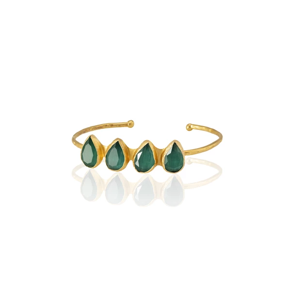 Kadir Jewellery 22 Ayar Altın Kaplama Zirkon Taşlı Ayarlanabilir Trend Bilezik - 2