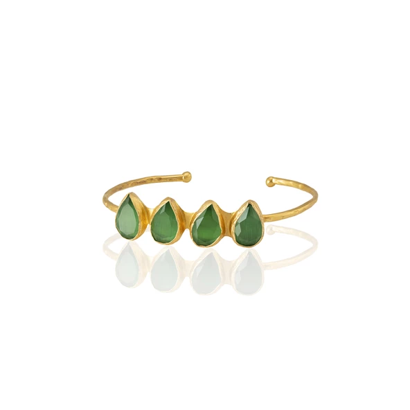 Kadir Jewellery 22 Ayar Altın Kaplama Zirkon Taşlı Ayarlanabilir Trend Bilezik - 3