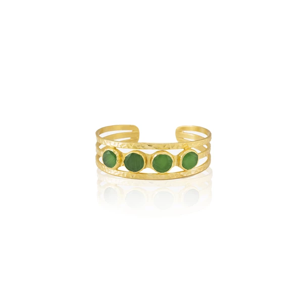Kadir Jewellery 22 Ayar Altın Kaplama El İşçiliği Zirkon Taşlı Kadın Kaburga Bilezik - 3