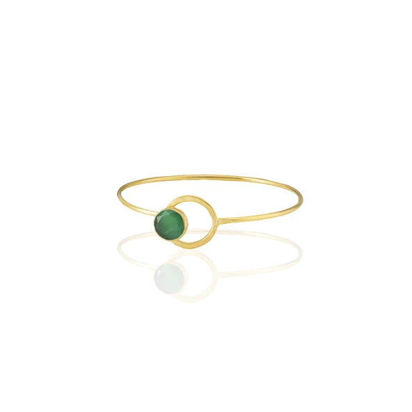 Kadir Jewellery 22 Ayar Altın Kaplama El İşçiliği Zirkon Taşlı Kadın Kelepçe Bilezik - 2