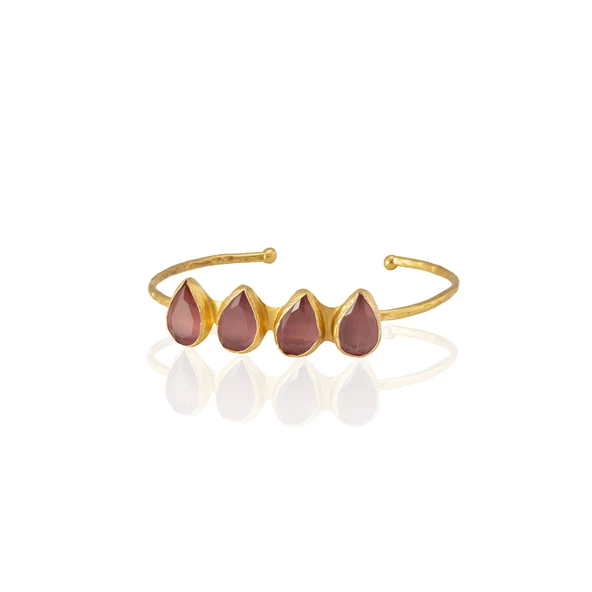 Kadir Jewellery 22 Ayar Altın Kaplama Zirkon Taşlı Ayarlanabilir Trend Bilezik - 6