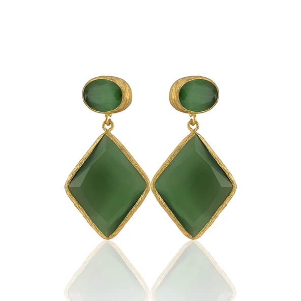 Kadir Jewellery 22 Ayar Altın Kaplama Kadın Sallantılı Küpe -El İşçiliği Ve Hipoalerjenik Küpe - Resim 3