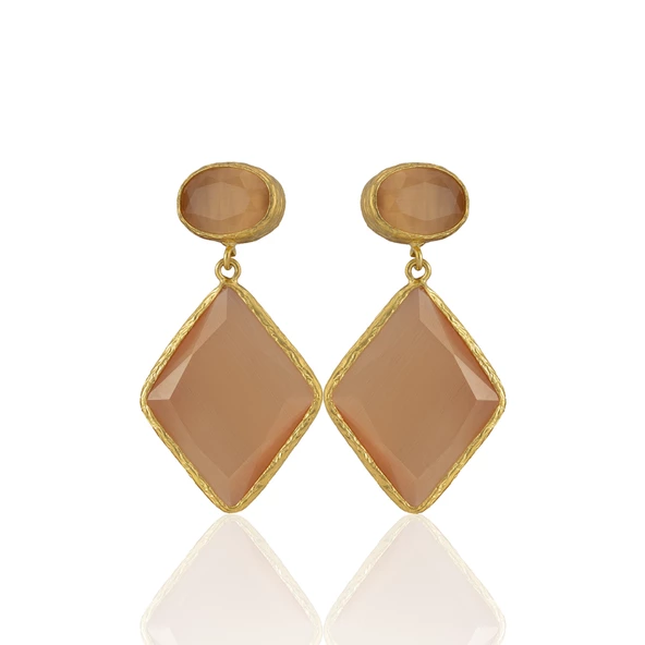 Kadir Jewellery 22 Ayar Altın Kaplama Kadın Sallantılı Küpe -El İşçiliği Ve Hipoalerjenik Küpe - Resim 7