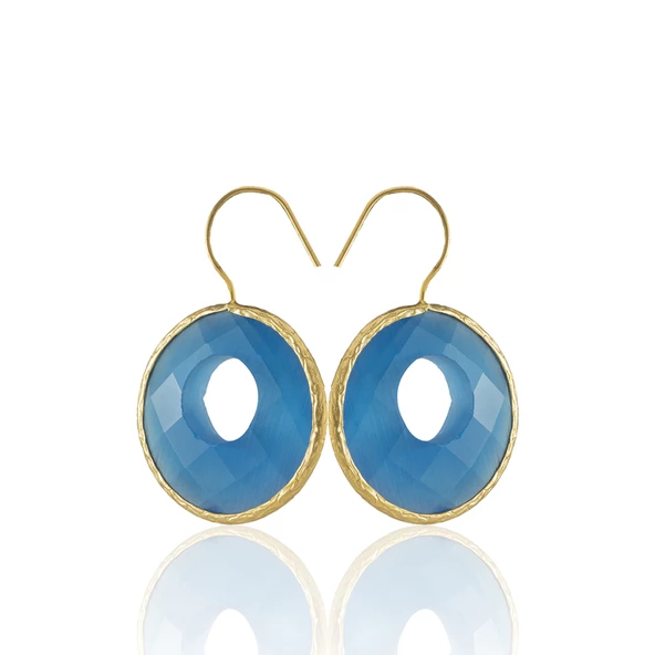 Kadir Jewellery 22 Ayar Altın Kaplama Kadın Taşlı Küpe -El İşçiliği Ve Hipoalerjenik Küpe - 10