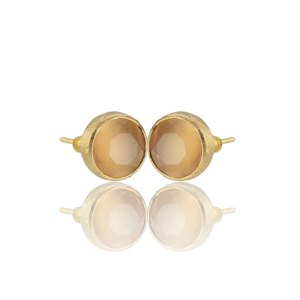 Kadir Jewellery 22 Ayar Altın Kaplama Kadın Minimal Küpe -El İşçiliği Ve Hipoalerjenik Küpe - Resim 6