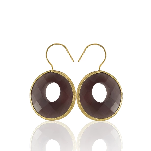 Kadir Jewellery 22 Ayar Altın Kaplama Kadın Taşlı Küpe -El İşçiliği Ve Hipoalerjenik Küpe - 8