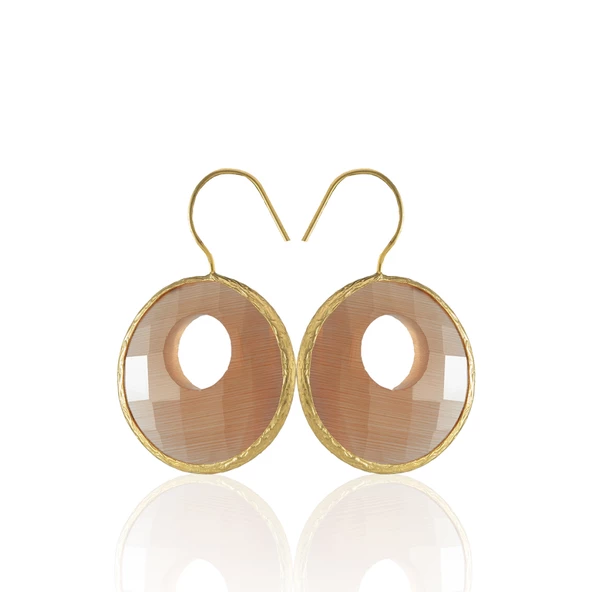 Kadir Jewellery 22 Ayar Altın Kaplama Kadın Taşlı Küpe -El İşçiliği Ve Hipoalerjenik Küpe - 7