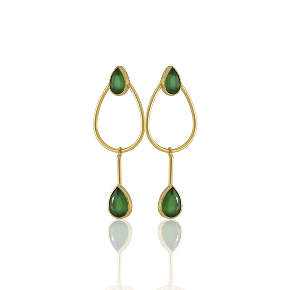Kadir Jewellery 22 Ayar Altın Kaplama Kadın Sallantılı Küpe -El İşçiliği Ve Hipoalerjenik Küpe-E85 - 3