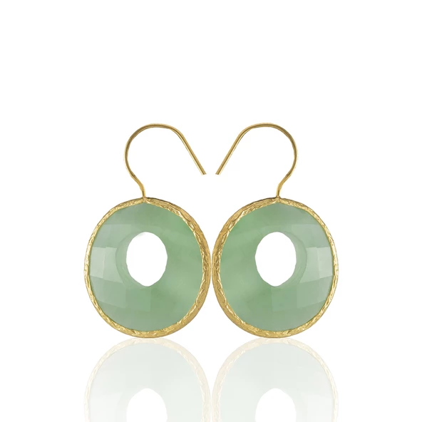 Kadir Jewellery 22 Ayar Altın Kaplama Kadın Taşlı Küpe -El İşçiliği Ve Hipoalerjenik Küpe - 4