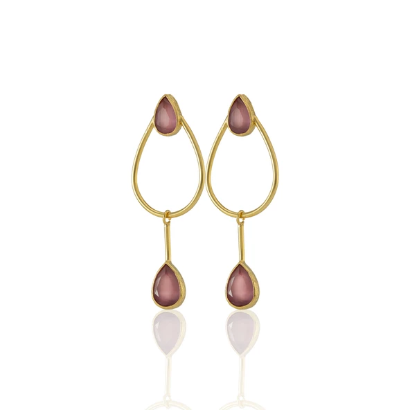 Kadir Jewellery 22 Ayar Altın Kaplama Kadın Sallantılı Küpe -El İşçiliği Ve Hipoalerjenik Küpe-E85 - 6