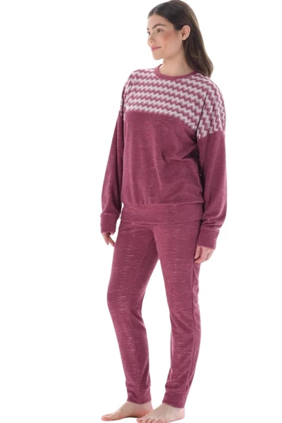 Feyza Kadın Pembe Uzun Kol Pijama Takımı 4930