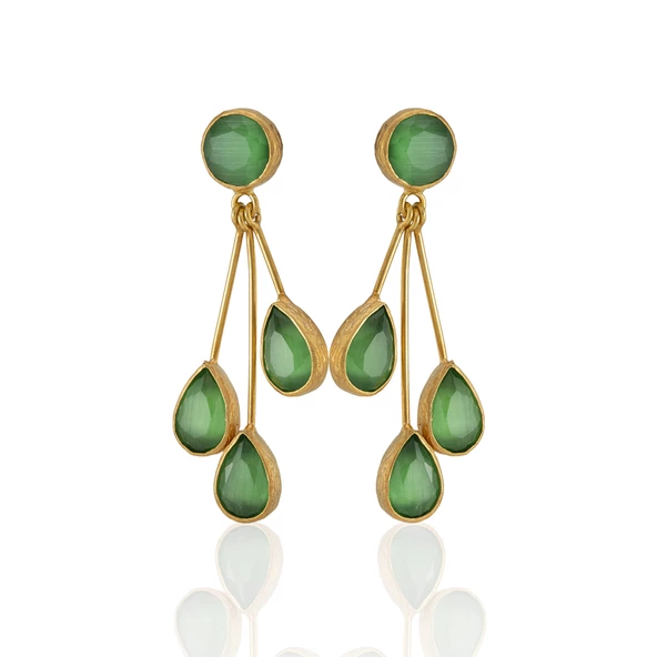 Kadir Jewellery 22 Ayar Altın Kaplama Vintage Küpe -El İşçiliği Ve Hipoalerjenik Küpe - Resim 3