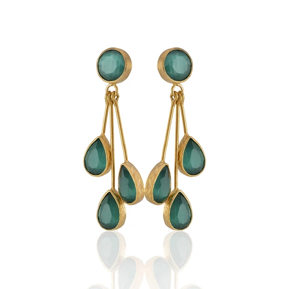 Kadir Jewellery 22 Ayar Altın Kaplama Vintage Küpe -El İşçiliği Ve Hipoalerjenik Küpe - Resim 2