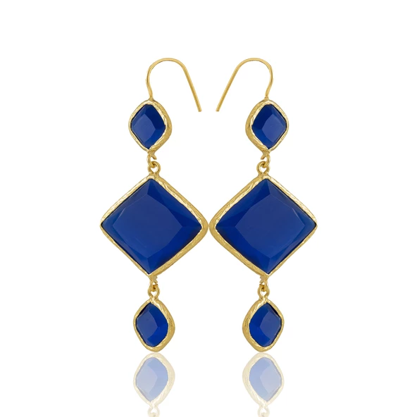 Kadir Jewellery 22 Ayar Altın Kaplama Kadın Sallantılı Küpe -El İşçiliği Ve Hipoalerjenik Küpe - Resim 9