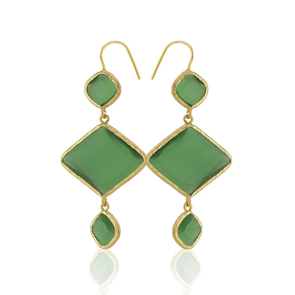 Kadir Jewellery 22 Ayar Altın Kaplama Kadın Sallantılı Küpe -El İşçiliği Ve Hipoalerjenik Küpe - Resim 3