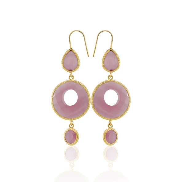 Kadir Jewellery 22 Ayar Altın Kaplama Kadın Sallantılı Küpe -El İşçiliği Ve Hipoalerjenik Küpe - Resim 6