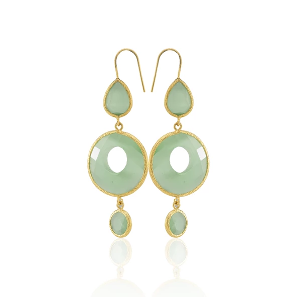 Kadir Jewellery 22 Ayar Altın Kaplama Kadın Sallantılı Küpe -El İşçiliği Ve Hipoalerjenik Küpe - Resim 4