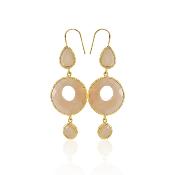 Kadir Jewellery 22 Ayar Altın Kaplama Kadın Sallantılı Küpe -El İşçiliği Ve Hipoalerjenik Küpe - Resim 7