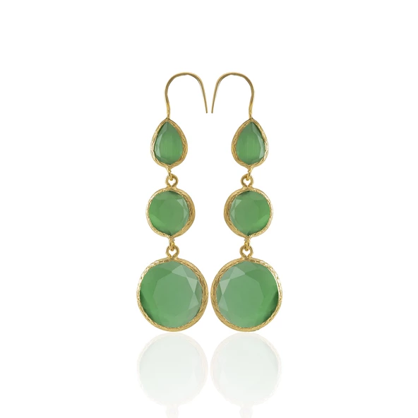 Kadir Jewellery 22 Ayar Altın Kaplama Kadın Sallantılı Küpe -El İşçiliği Ve Hipoalerjenik Küpe - Resim 3