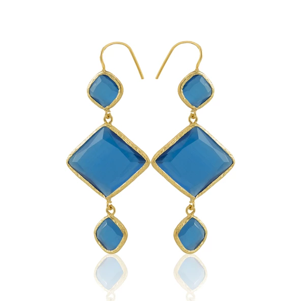 Kadir Jewellery 22 Ayar Altın Kaplama Kadın Sallantılı Küpe -El İşçiliği Ve Hipoalerjenik Küpe - Resim 10