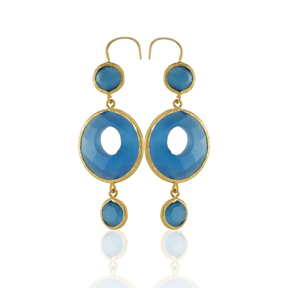 Kadir Jewellery 22 Ayar Altın Kaplama Kadın Sallantılı Küpe -El İşçiliği Ve Hipoalerjenik Küpe - Resim 10