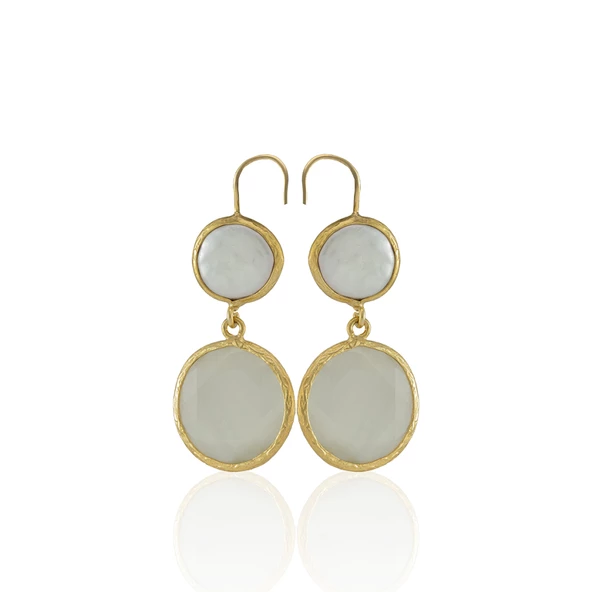 Kadir Jewellery 22 Ayar Altın Kaplama Kadın İnci Küpe -El İşçiliği Ve Hipoalerjenik Küpe - Resim 12