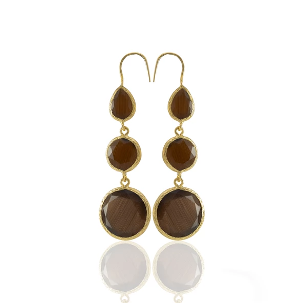 Kadir Jewellery 22 Ayar Altın Kaplama Kadın Sallantılı Küpe -El İşçiliği Ve Hipoalerjenik Küpe - Resim 5